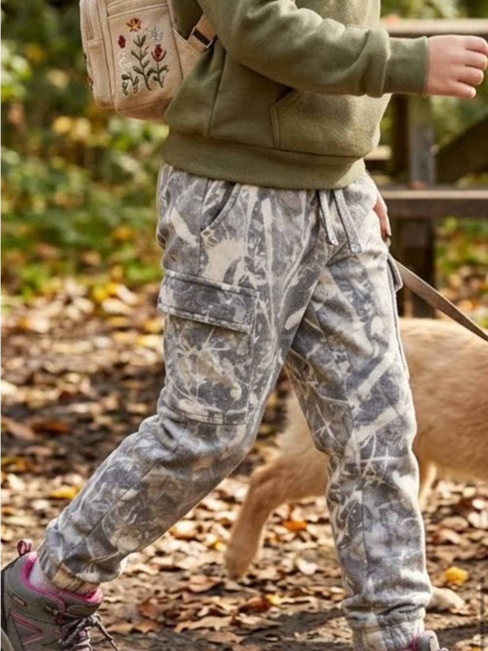 kids Gray Camo Drawstring Joggers